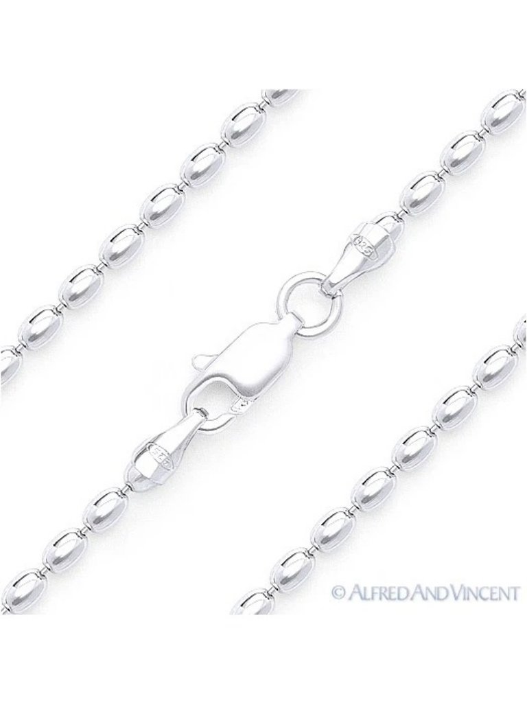 2.9mm Polished Oval Bead Italian Chain Necklace In .925 Sterling Silver - 20"
